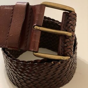 Braided Woven faux leather brown belt